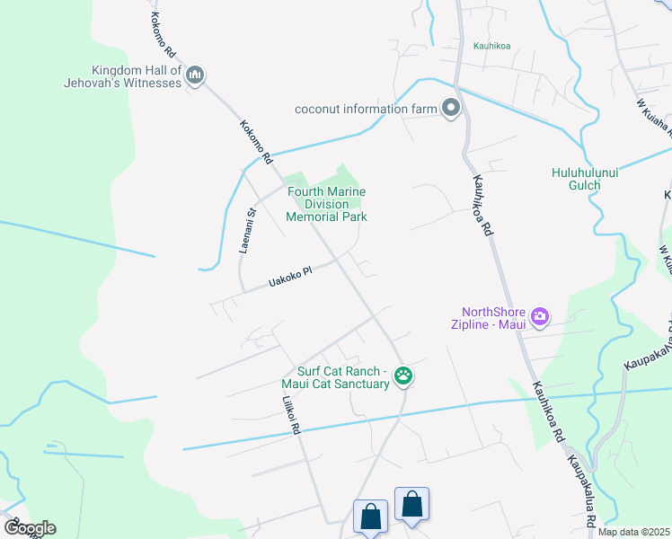 map of restaurants, bars, coffee shops, grocery stores, and more near 11 Uakoko Place in Haiku-Pauwela
