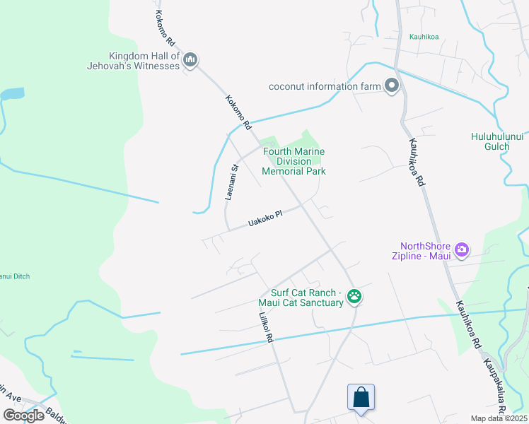 map of restaurants, bars, coffee shops, grocery stores, and more near 50 Uakoko Place in Haiku-Pauwela