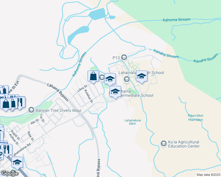map of restaurants, bars, coffee shops, grocery stores, and more near 816 Niheu Street in Lahaina