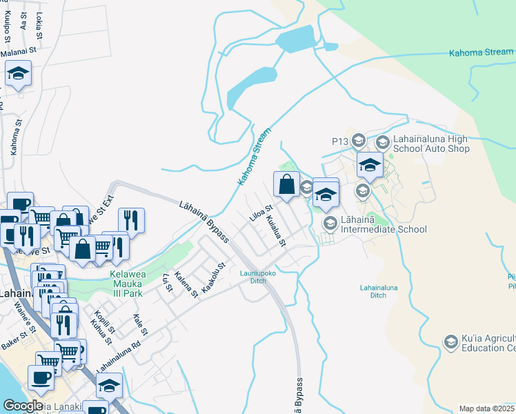 map of restaurants, bars, coffee shops, grocery stores, and more near 887 Kuialua Place in Lahaina