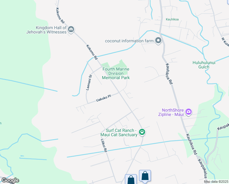 map of restaurants, bars, coffee shops, grocery stores, and more near 10 Uakoko Place in Haiku-Pauwela