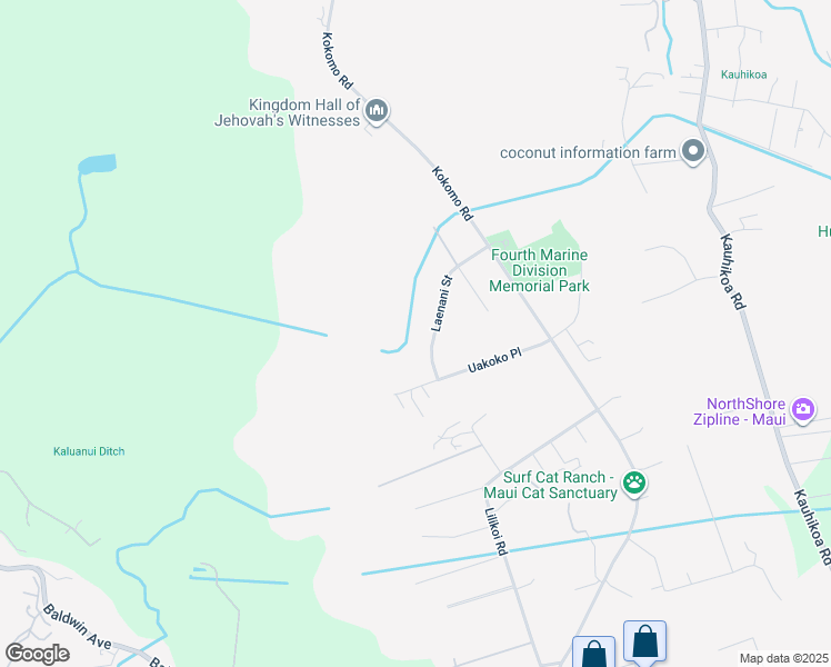 map of restaurants, bars, coffee shops, grocery stores, and more near 140 Laenani Street in Haiku-Pauwela