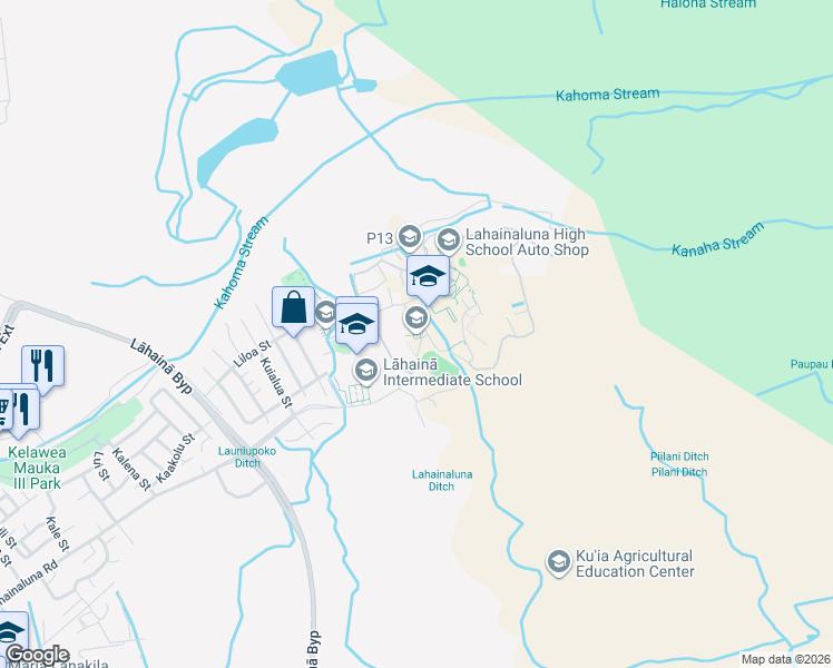 map of restaurants, bars, coffee shops, grocery stores, and more near 980 Lahainaluna Road in Lahaina