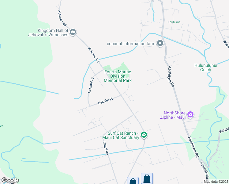 map of restaurants, bars, coffee shops, grocery stores, and more near 10 Uakoko Place in Haiku-Pauwela