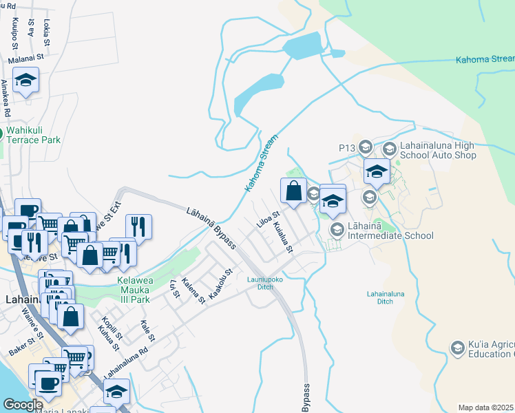 map of restaurants, bars, coffee shops, grocery stores, and more near 908 Kana Place in Lahaina