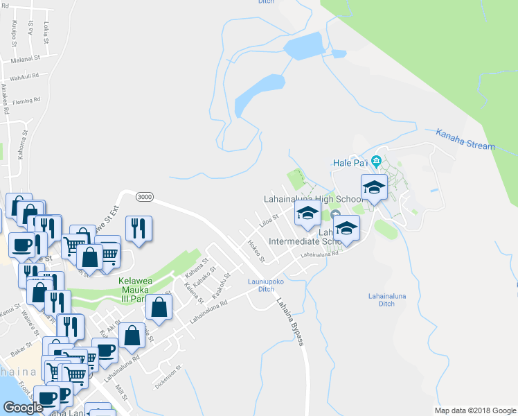 map of restaurants, bars, coffee shops, grocery stores, and more near 908 Kana Place in Lahaina