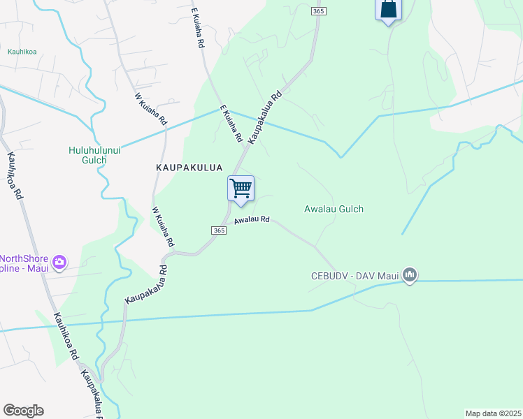 map of restaurants, bars, coffee shops, grocery stores, and more near 71 Awalau Road in Maui County