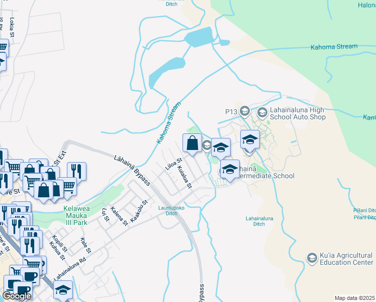 map of restaurants, bars, coffee shops, grocery stores, and more near 887 North Niheu Place in Lahaina