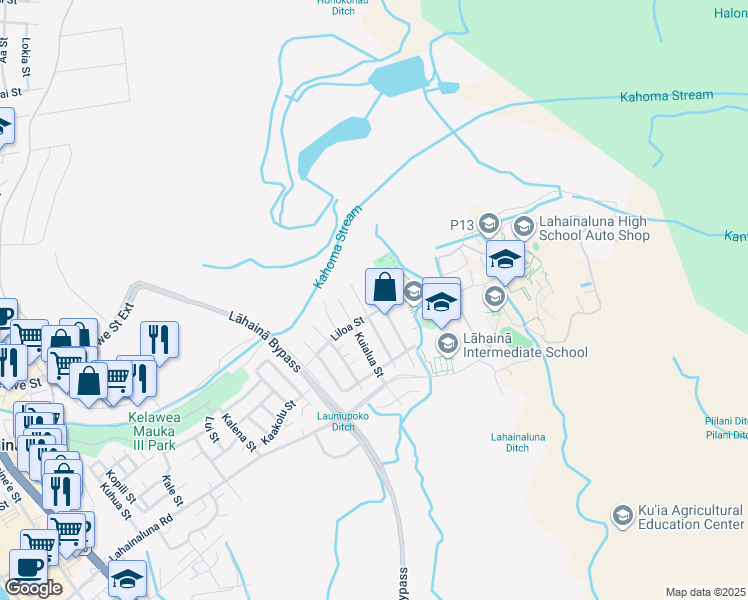 map of restaurants, bars, coffee shops, grocery stores, and more near 893 North Niheu Place in Lahaina