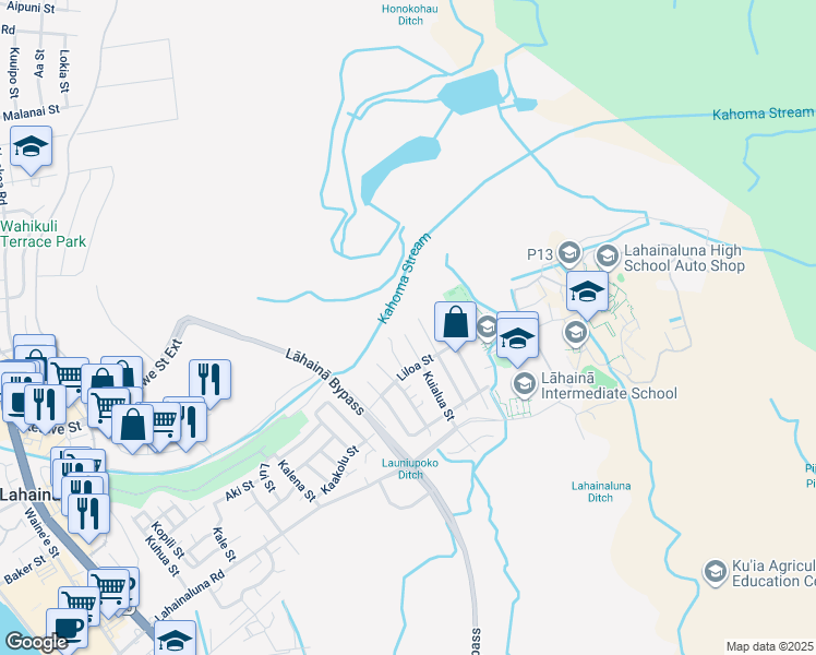 map of restaurants, bars, coffee shops, grocery stores, and more near 930 Kuialua Place in Lahaina