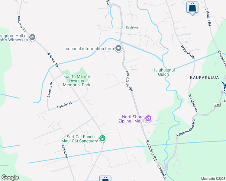 map of restaurants, bars, coffee shops, grocery stores, and more near 2710 Lia Place in Haiku-Pauwela