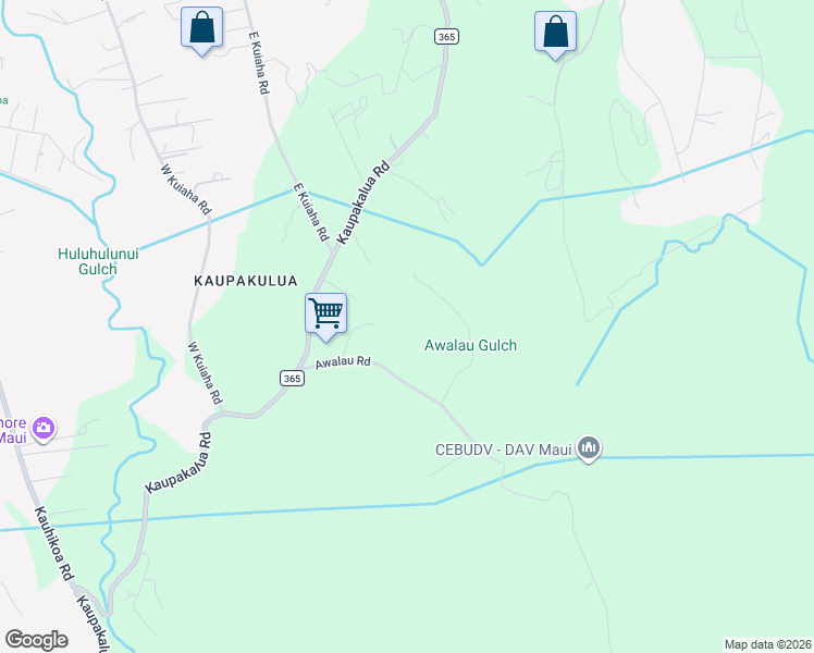 map of restaurants, bars, coffee shops, grocery stores, and more near 57 Awalau Road in Maui County