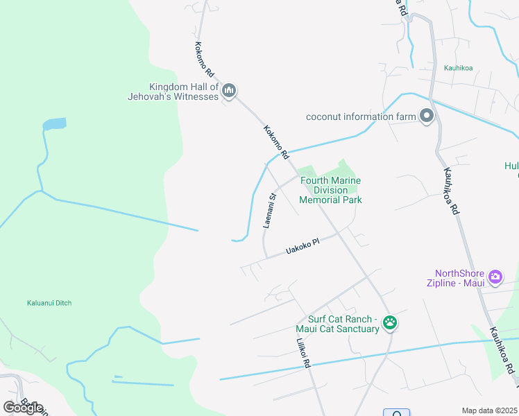 map of restaurants, bars, coffee shops, grocery stores, and more near 100 Laenani Street in Haiku-Pauwela