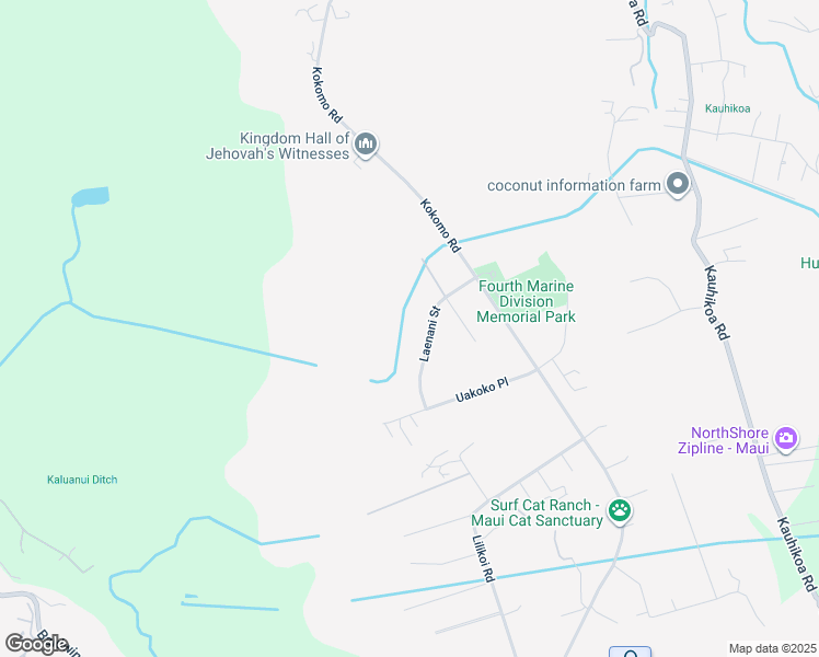 map of restaurants, bars, coffee shops, grocery stores, and more near 100 Laenani Street in Haiku-Pauwela