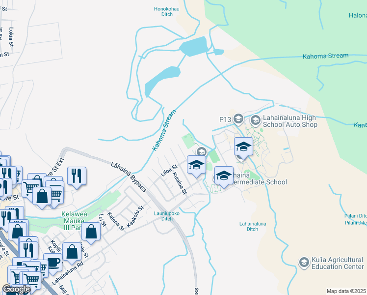 map of restaurants, bars, coffee shops, grocery stores, and more near 912 North Niheu Place in Lahaina