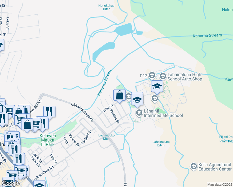 map of restaurants, bars, coffee shops, grocery stores, and more near 912 North Niheu Place in Lahaina
