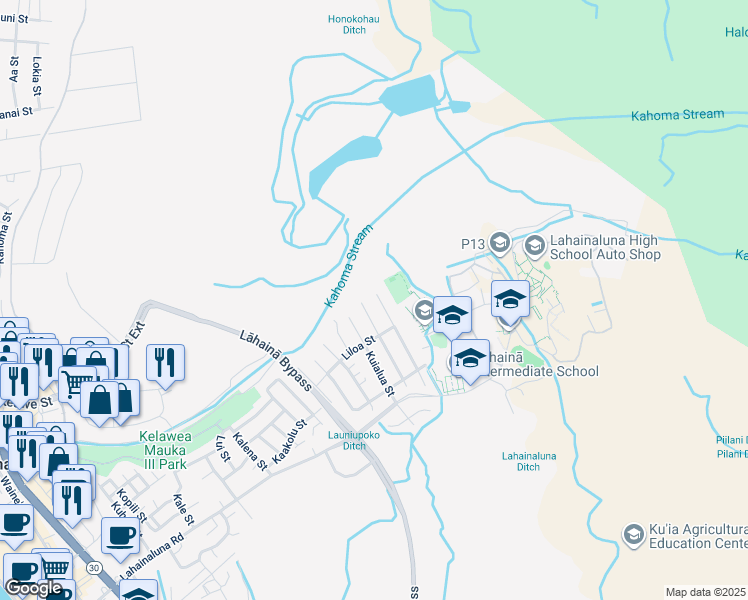 map of restaurants, bars, coffee shops, grocery stores, and more near 923 North Niheu Place in Lahaina