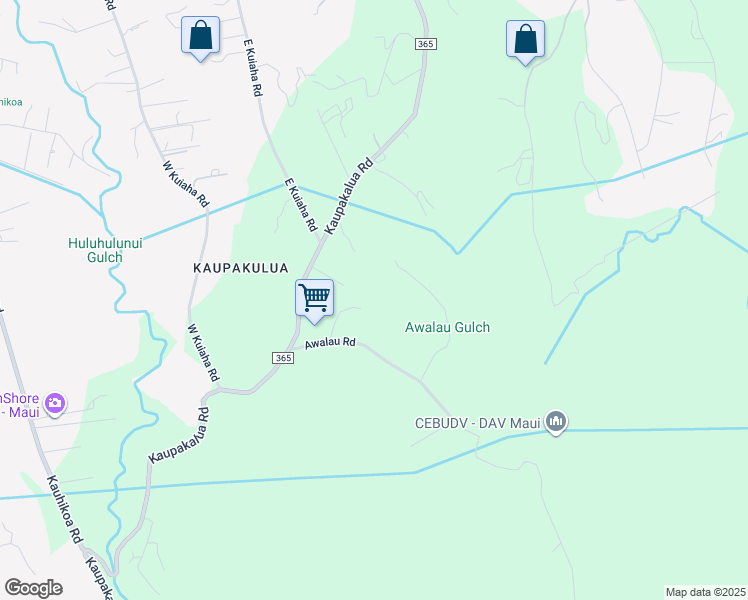 map of restaurants, bars, coffee shops, grocery stores, and more near 53 Awalau Road in Maui County