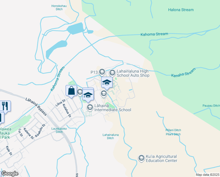map of restaurants, bars, coffee shops, grocery stores, and more near 980 Lahainaluna Road in Lahaina