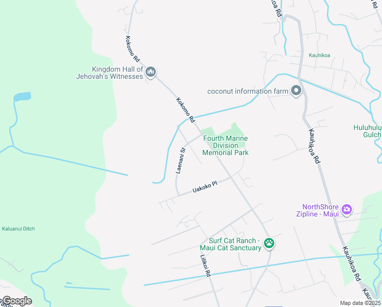 map of restaurants, bars, coffee shops, grocery stores, and more near 20 Lokelau Place in Haiku-Pauwela