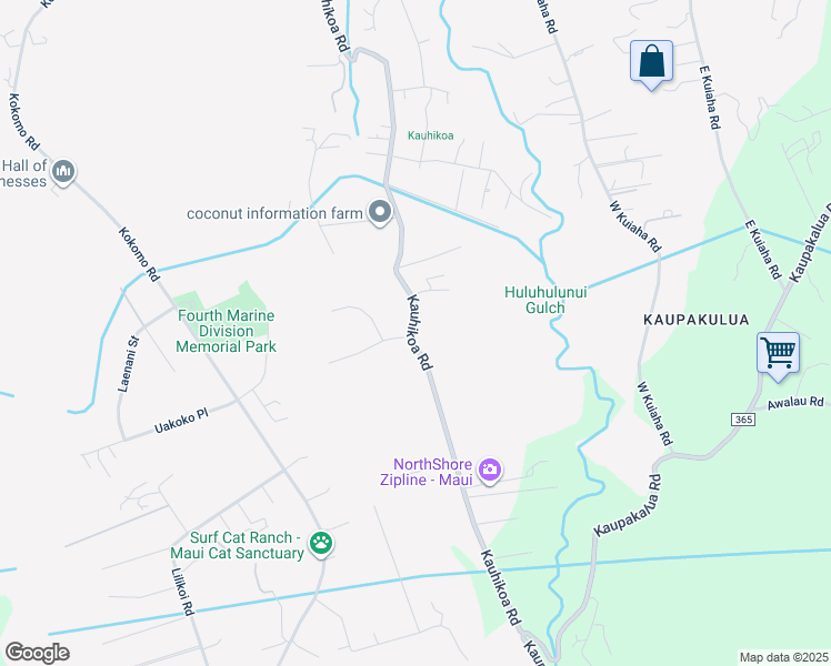 map of restaurants, bars, coffee shops, grocery stores, and more near 1891 Kauhikoa Road in Haiku-Pauwela