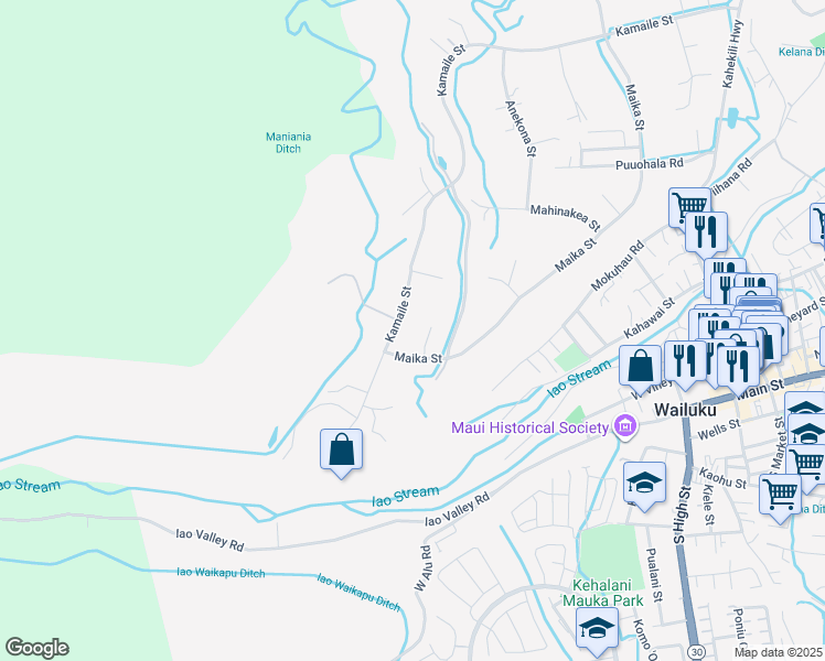 map of restaurants, bars, coffee shops, grocery stores, and more near 2685 Kamaile Street in Wailuku
