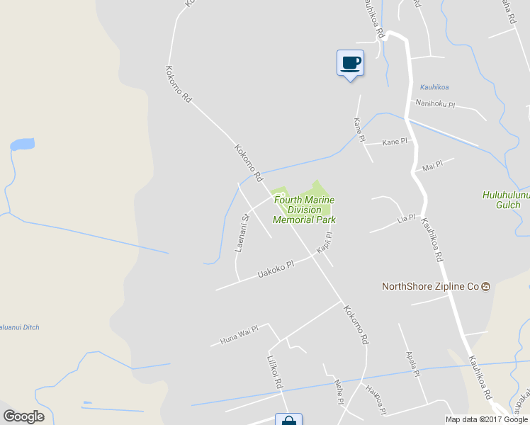 map of restaurants, bars, coffee shops, grocery stores, and more near 21 Lokelau Place in Haiku-Pauwela