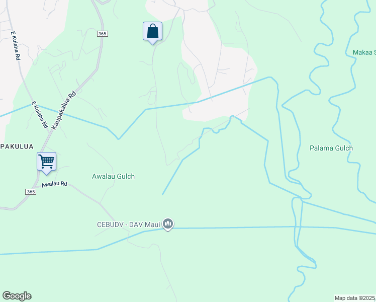 map of restaurants, bars, coffee shops, grocery stores, and more near 1311 Upper Ulumalu Road in Maui County