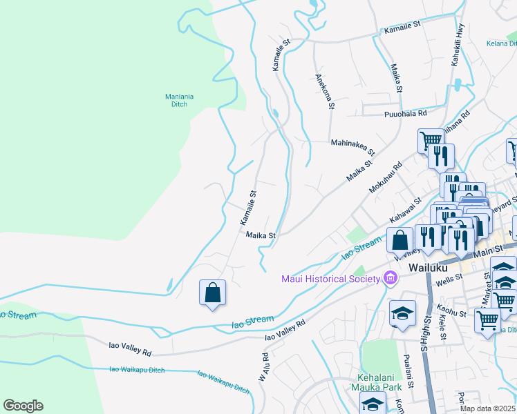 map of restaurants, bars, coffee shops, grocery stores, and more near 2673 Kamaile Street in Wailuku