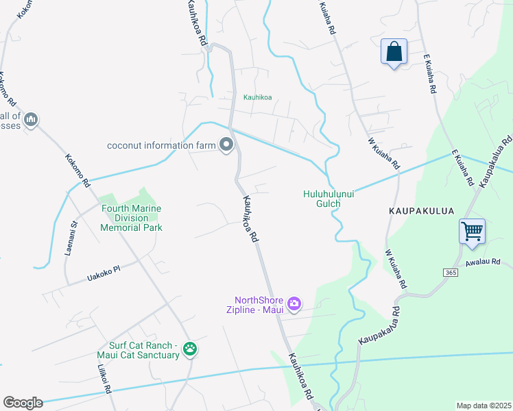 map of restaurants, bars, coffee shops, grocery stores, and more near 1855 Kauhikoa Road in Haiku-Pauwela