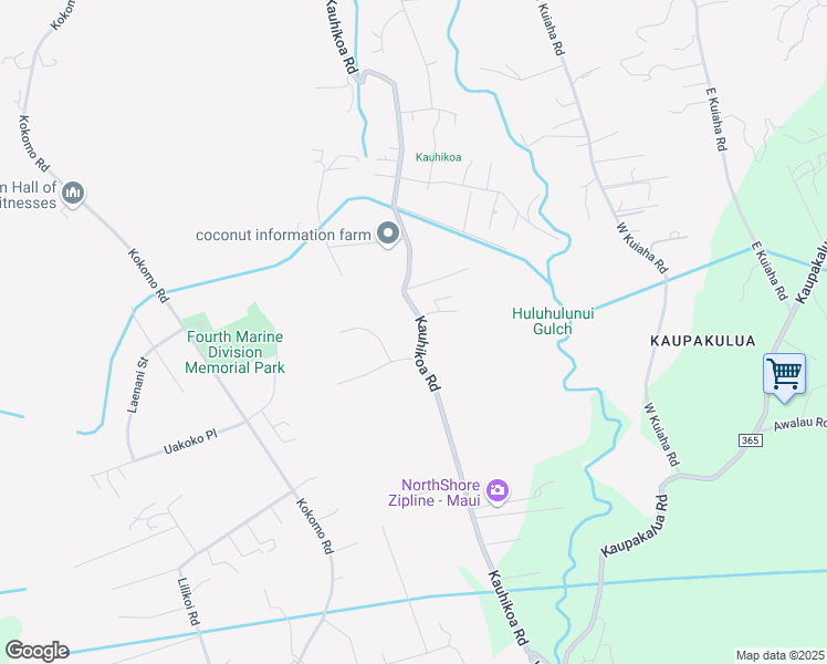 map of restaurants, bars, coffee shops, grocery stores, and more near 1850 Kauhikoa Road in Haiku-Pauwela
