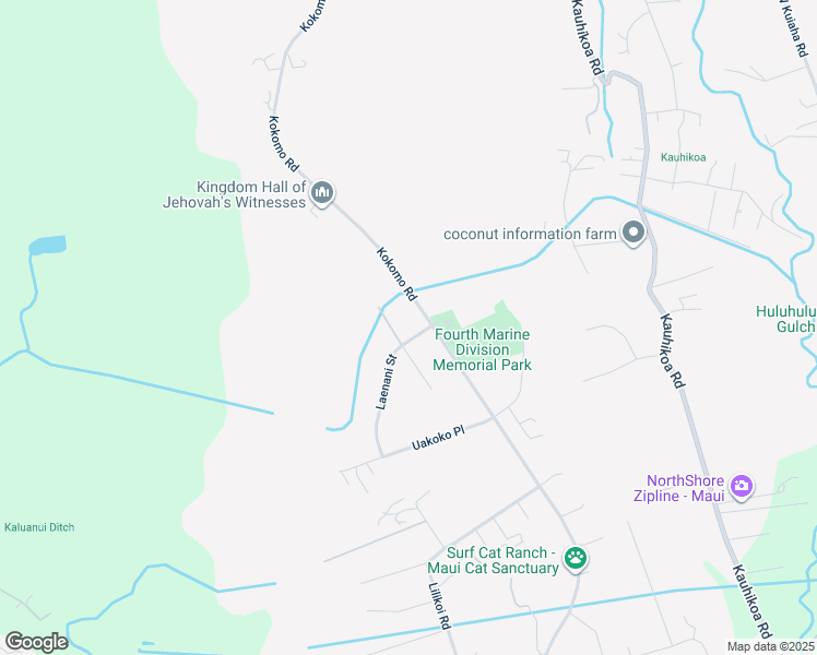 map of restaurants, bars, coffee shops, grocery stores, and more near 22 Laenani Street in Haiku-Pauwela