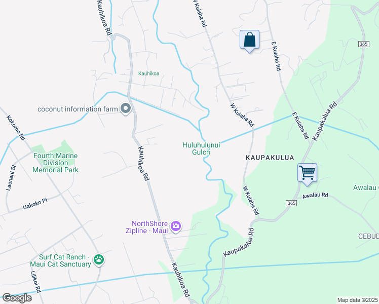 map of restaurants, bars, coffee shops, grocery stores, and more near 1891 Kauhikoa Road in Haiku-Pauwela