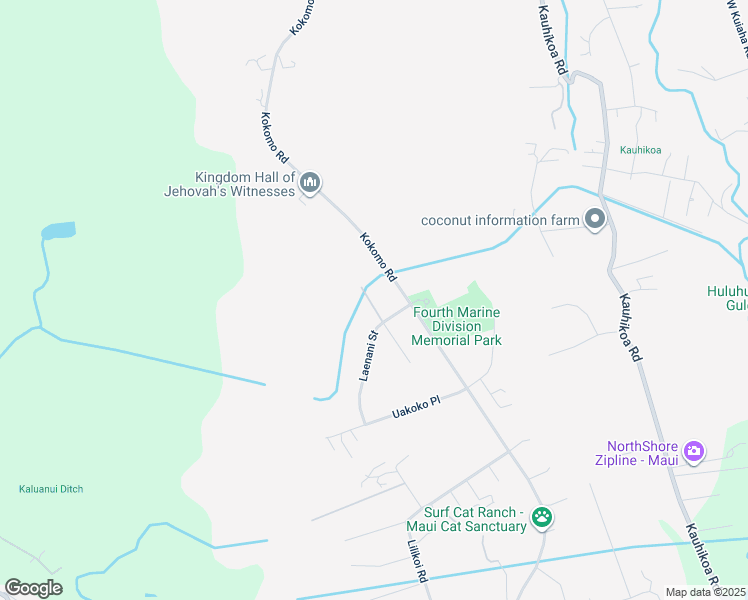 map of restaurants, bars, coffee shops, grocery stores, and more near 1740 Kokomo Road in Haiku-Pauwela