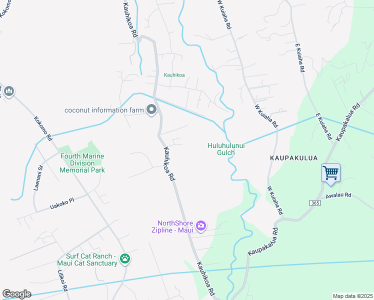 map of restaurants, bars, coffee shops, grocery stores, and more near 1855 Kauhikoa Road in Haiku-Pauwela