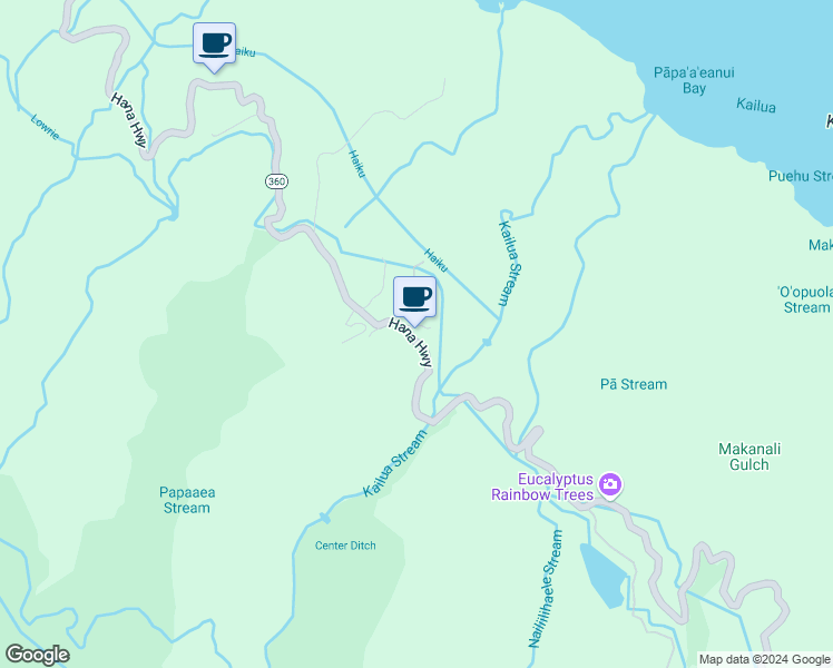 map of restaurants, bars, coffee shops, grocery stores, and more near 8089 Hana Highway in Maui County