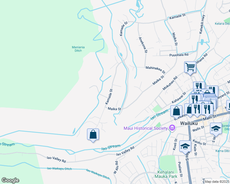 map of restaurants, bars, coffee shops, grocery stores, and more near 2647 Kamaile Street in Wailuku