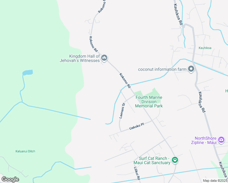 map of restaurants, bars, coffee shops, grocery stores, and more near 52 Laenani Street in Haiku-Pauwela