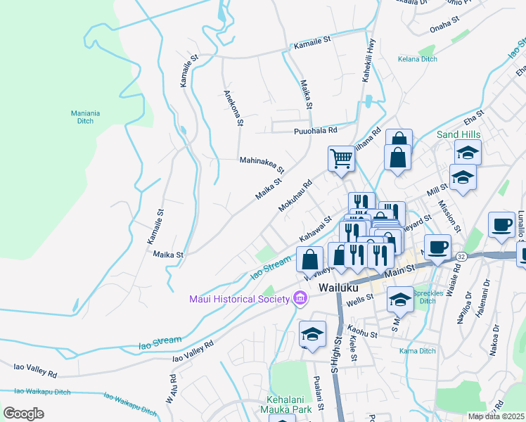 map of restaurants, bars, coffee shops, grocery stores, and more near 272 Maika Street in Wailuku