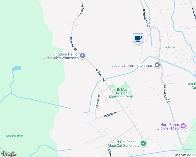 map of restaurants, bars, coffee shops, grocery stores, and more near 1700 Kokomo Road in Haiku-Pauwela