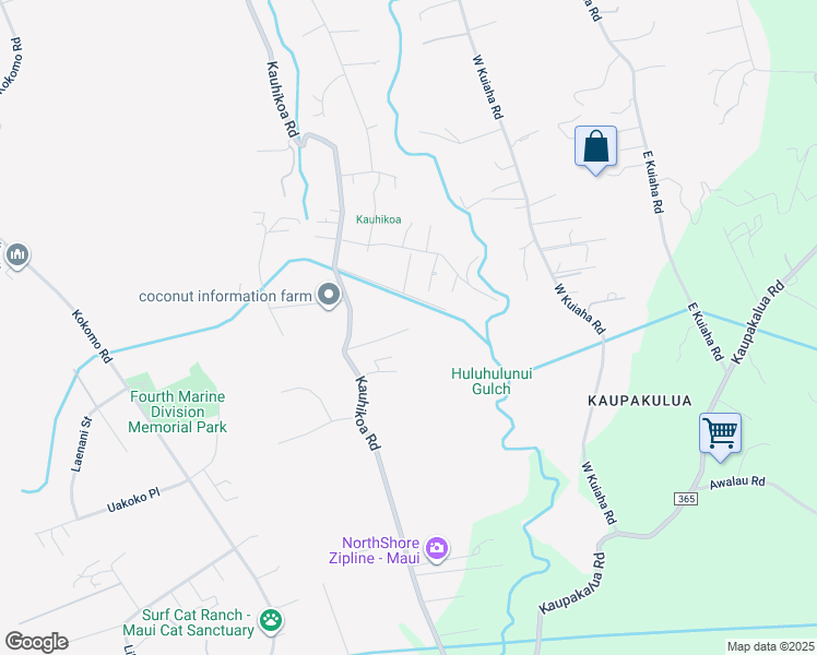 map of restaurants, bars, coffee shops, grocery stores, and more near 45 Mai Place in Haiku-Pauwela