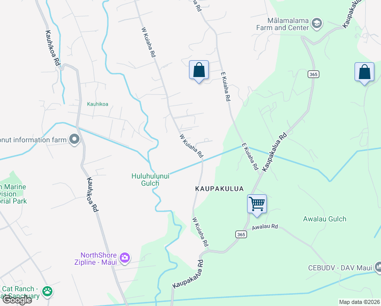 map of restaurants, bars, coffee shops, grocery stores, and more near 1605 West Kuiaha Road in Haiku-Pauwela
