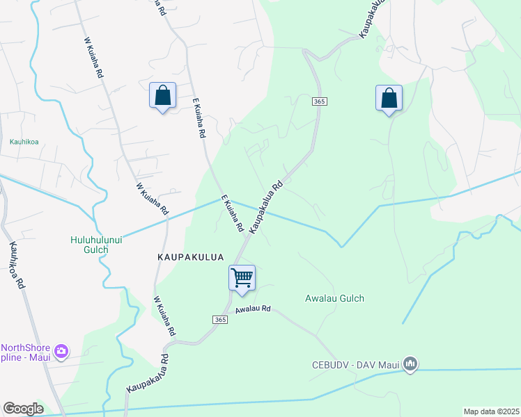 map of restaurants, bars, coffee shops, grocery stores, and more near 1590 Kaupakalua Road in Haiku-Pauwela