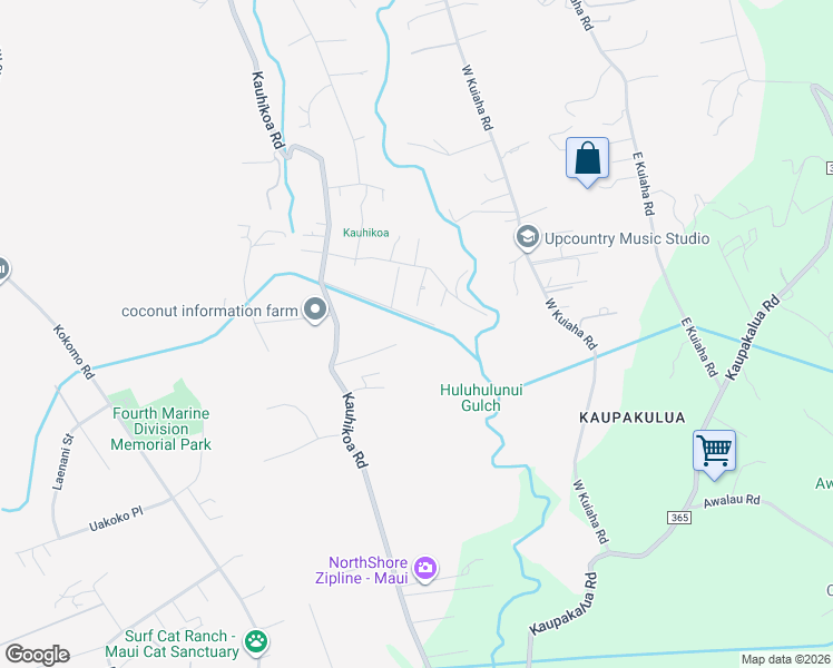 map of restaurants, bars, coffee shops, grocery stores, and more near 187 Mauu Place in Haiku-Pauwela