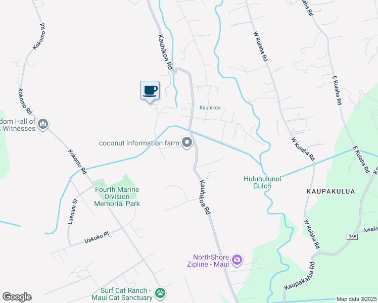 map of restaurants, bars, coffee shops, grocery stores, and more near 37 Kane Place in Haiku-Pauwela