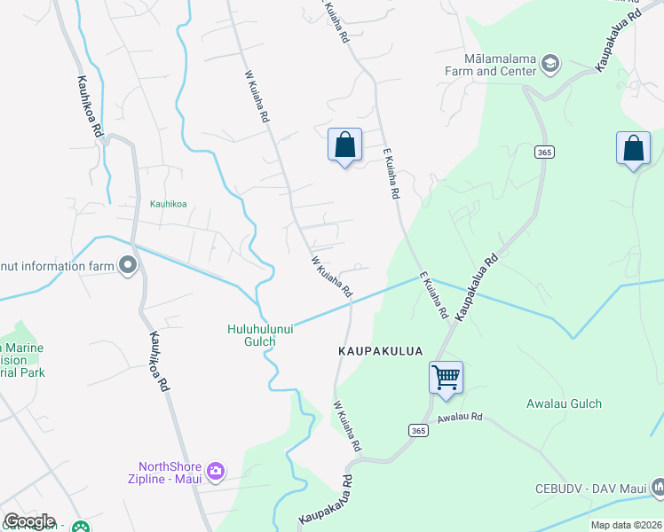 map of restaurants, bars, coffee shops, grocery stores, and more near 1605 West Kuiaha Road in Haiku-Pauwela