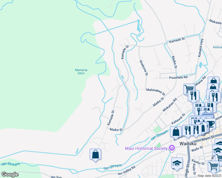 map of restaurants, bars, coffee shops, grocery stores, and more near 431 Maukele Place in Wailuku