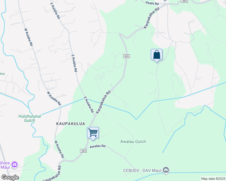 map of restaurants, bars, coffee shops, grocery stores, and more near 1525 Kaupakalua Road in Maui County