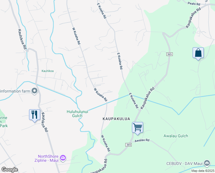 map of restaurants, bars, coffee shops, grocery stores, and more near 1555 West Kuiaha Road in Haiku-Pauwela