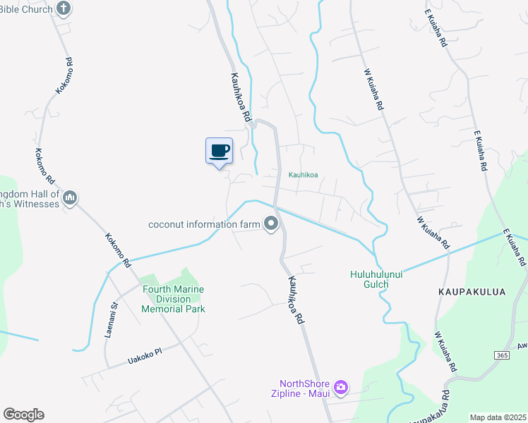 map of restaurants, bars, coffee shops, grocery stores, and more near 1690 Kauhikoa Road in Haiku-Pauwela